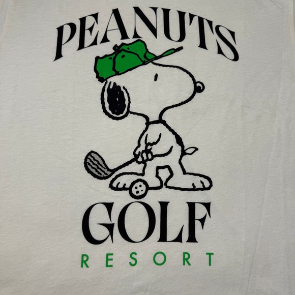 Peanuts Snoopy Golf Resort Graphic T-Shirt XL Off White Mens Short Sleeve Tee - Picture 3 of 12